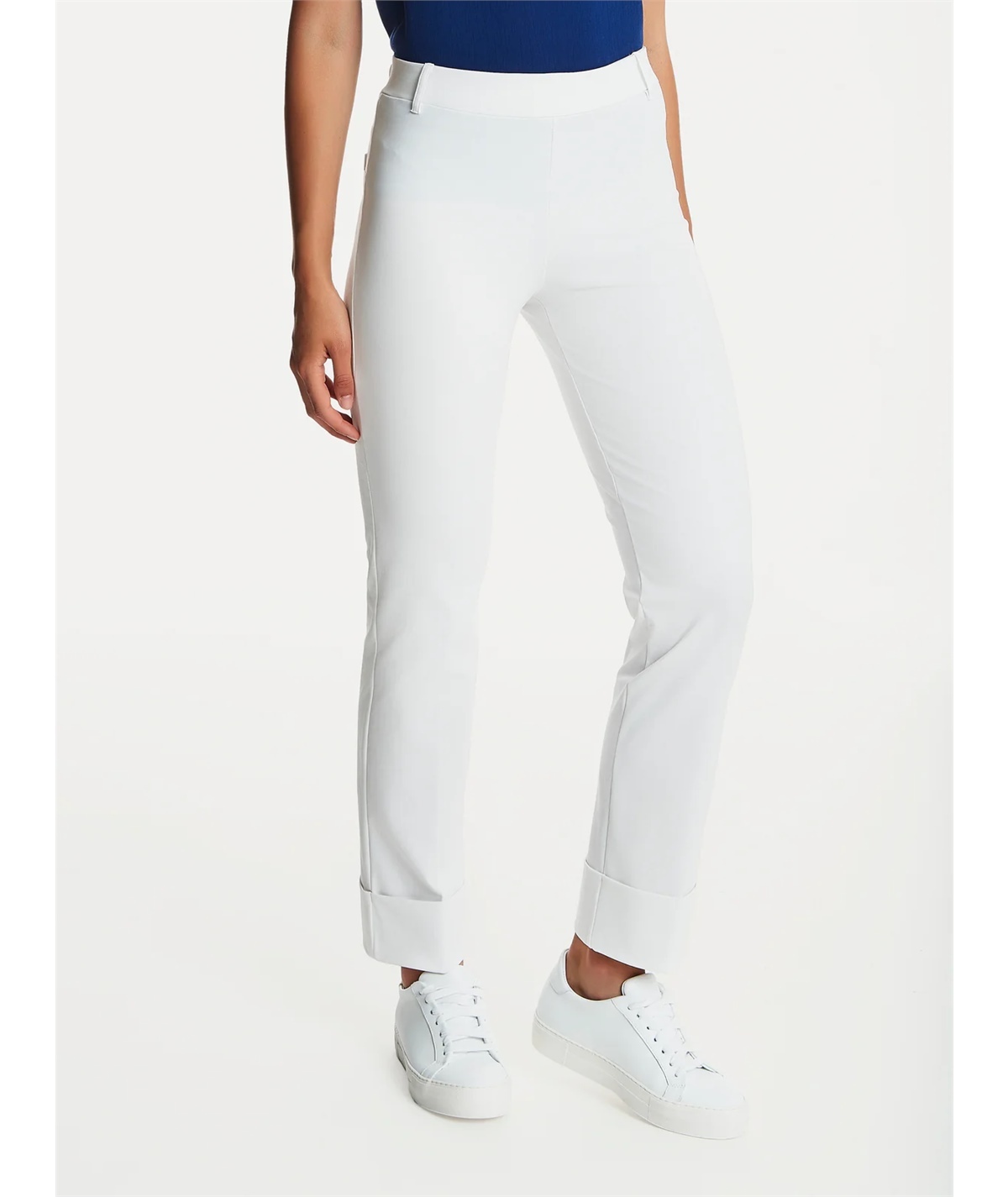 Ragno D293PW - Pantalone Straight-leg dritto con risvolto. Colore: Bianco 010