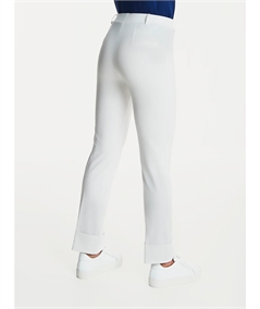 Ragno D293PW - Pantalone Straight-leg dritto con risvolto. Colore: Bianco 010