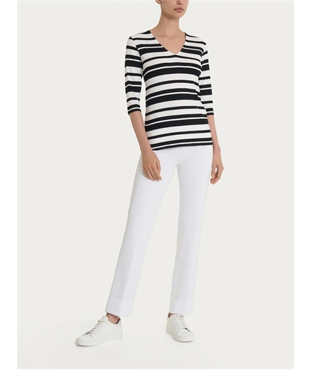 Ragno D293PW - Pantalone Straight-leg dritto con risvolto. Colore: Bianco 010