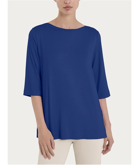 Ragno DN12TW - Maglietta collo barca con manica 3/4 in Viscosa. Colore: Blueberry 516