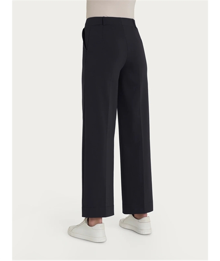 D293P4 - Pantalone Estivo Donna Ragno in Cotone con Tasche Compact Wide Leg. Colore: Nero 020