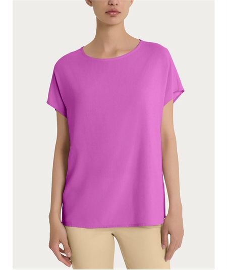 Ragno DM64SX - Blusa Girocollo con manica kimono in Ecoseta. Colore: Cattleya Orchid B13