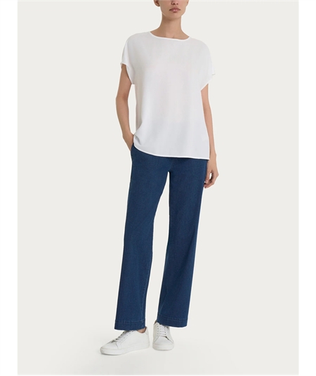 Ragno DM64SX - Blusa Girocollo con manica kimono in Ecoseta. Colore: Bianco 010