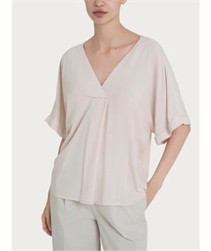 Ragno DP36SX - Blusa con scollo a V e manica kimono in Ecoseta. Colore: Champignon 786