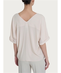 Ragno DP36SX - Blusa con scollo a V e manica kimono in Ecoseta. Colore: Champignon 786