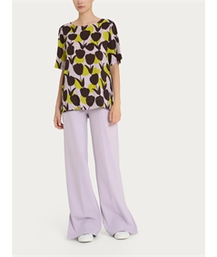 Ragno DQ26S7 - Blusa girocollo con macro tulips pattern in Ecoseta. Colore: Fantasia Grenoble Green B25F