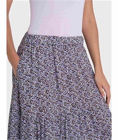 Ragno DQ25UG - Gonna lunga con micro geometric pattern in Ecoseta. Colore Fant. Thisle B14F