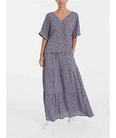 Ragno DQ25UG - Gonna lunga con micro geometric pattern in Ecoseta. Colore Fant. Thisle B14F