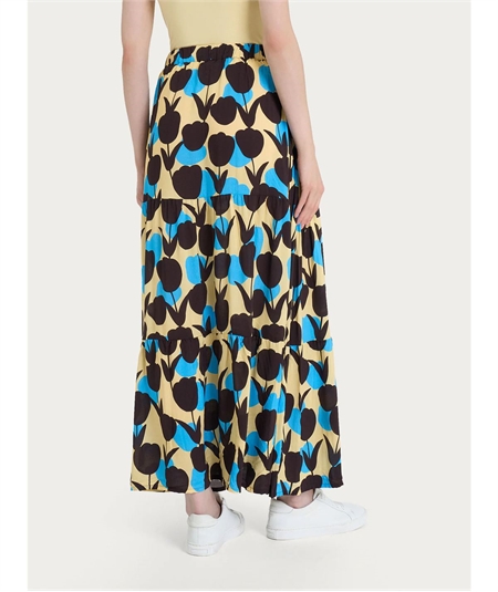 Ragno DQ26UG - Gonna lunga con macro tulips pattern in Ecoseta Colore: Fant. Azure Blue 864F