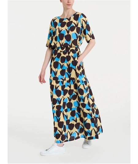 Ragno DQ26UG - Gonna lunga con macro tulips pattern in Ecoseta Colore: Fant. Azure Blue 864F