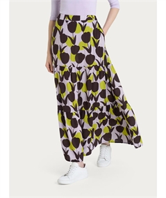 Ragno DQ26UG - Gonna lunga con macro tulips pattern in Ecoseta Colore: Fant. Grenoble Green B25F