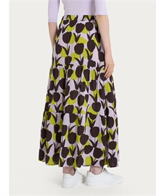 Ragno DQ26UG - Gonna lunga con macro tulips pattern in Ecoseta Colore: Fant. Grenoble Green B25