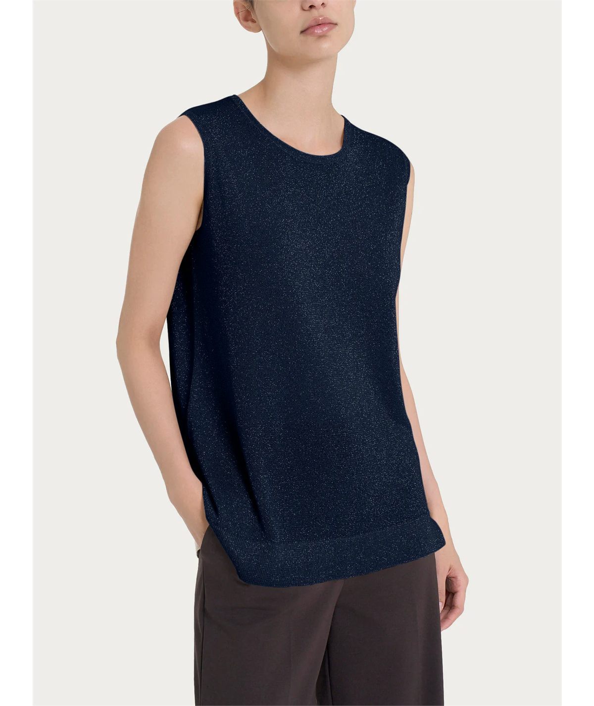 Ragno DN05M4 - Canotta spalla larga in lurex di Viscosa. Colorte: Nero 020