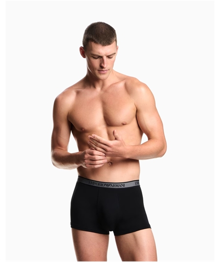 EM000259AF10779 Set di 3 Boxer Emporio Armani in cotone elasticizzato. Colore: Nero MC406