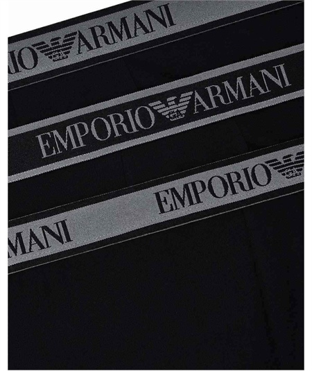 EM000259AF10779 Set di 3 Boxer Emporio Armani in cotone elasticizzato. Colore: Nero MC406
