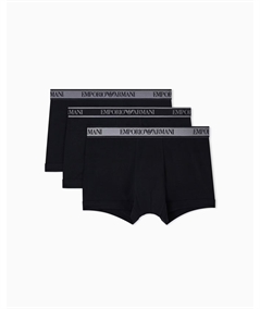 EM000259AF10779 Set di 3 Boxer Emporio Armani in cotone elasticizzato. Colore: Nero MC406