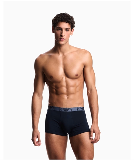 Set di 3 Boxer Emporio Armani in cotone elasticizzato. Colore: Bleu 