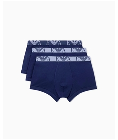 Set di 3 Boxer Emporio Armani in cotone elasticizzato. Colore: Bleu 