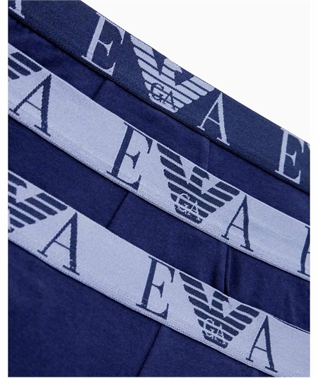 Set di 3 Boxer Emporio Armani in cotone elasticizzato. Colore: Bleu 