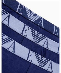 Set di 3 Boxer Emporio Armani in cotone elasticizzato. Colore: Bleu 