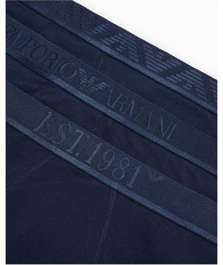 Set di 3 Boxer Emporio Armani in cotone elasticizzato. Colore: Bleu