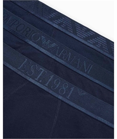 Set di 3 Boxer Emporio Armani in cotone elasticizzato. Colore: Bleu