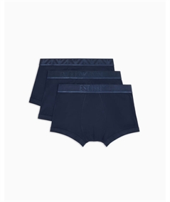 Set di 3 Boxer Emporio Armani in cotone elasticizzato. Colore: Bleu