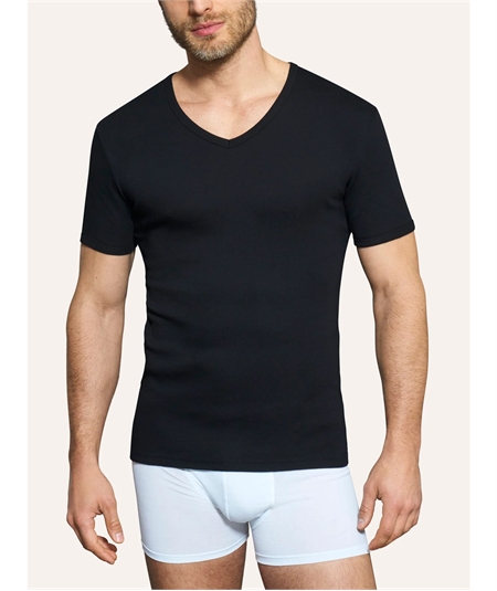 Ragno U801A8 - Maglia M.M Scollo V caldo cotone. Colore: Nero 020  Ragno U801A8 - Maglia M.M Scollo V caldo cotone. Colore: Nero 020