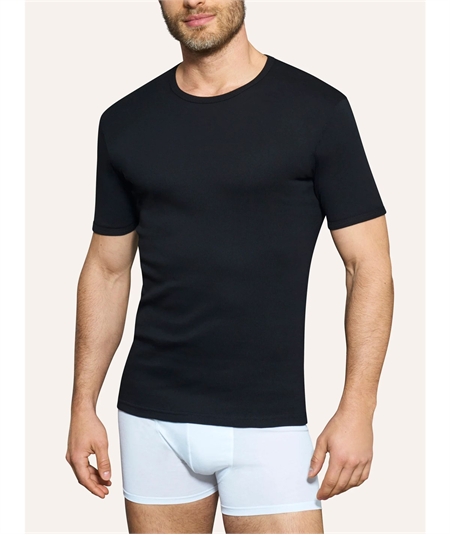 Ragno U801A7 - Maglia M.M. girocollo a manica corta in caldo cotone. Colore: Nero 020  Ragno U801A7 - Maglia M.M. girocollo a manica corta in caldo cotone. Colore: Nero 020