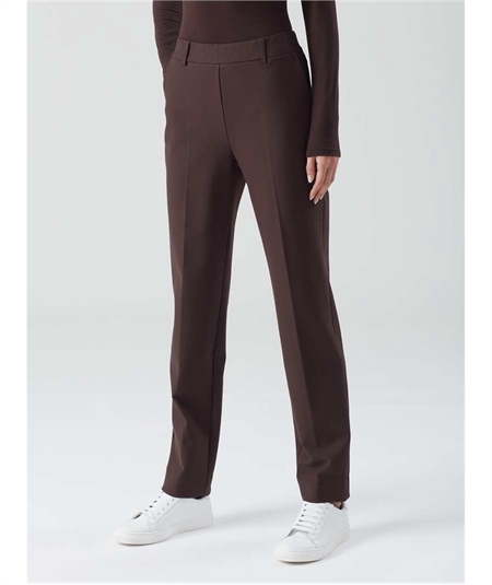 Ragno DB24PP - Pantalone donna a gamba diritta con tasche in viscosa elasticizzata. Colore: Chocolat A75