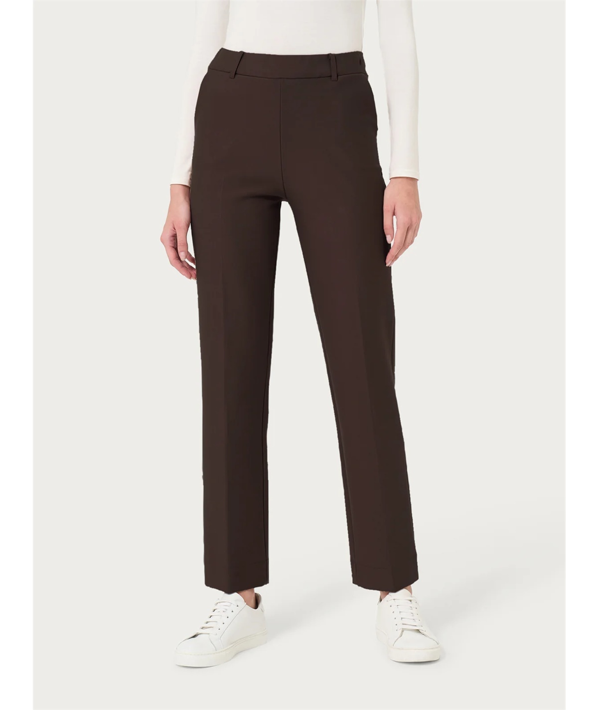 Ragno DB24PP - Pantalone donna a gamba diritta con tasche in viscosa elasticizzata. Colore: Chocolat A75