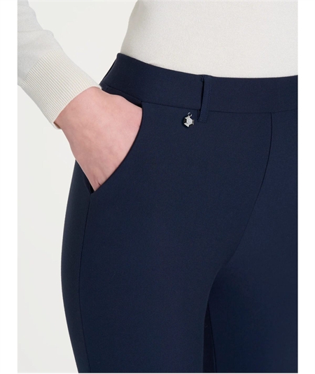 Ragno DB24PP - Pantalone donna a gamba diritta con tasche in viscosa elasticizzata. Colore: Bleu Persia 057