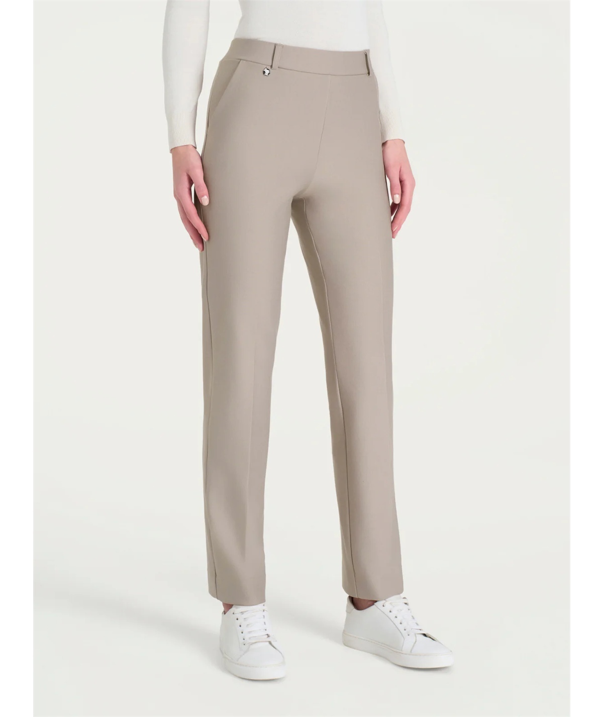 Ragno DB24PP - Pantalone donna a gamba diritta con tasche in viscosa elasticizzata. Colore: String C13