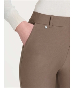 Ragno DB24PP - Pantalone donna a gamba diritta con tasche in viscosa elasticizzata. Colore: Pine Bark 950