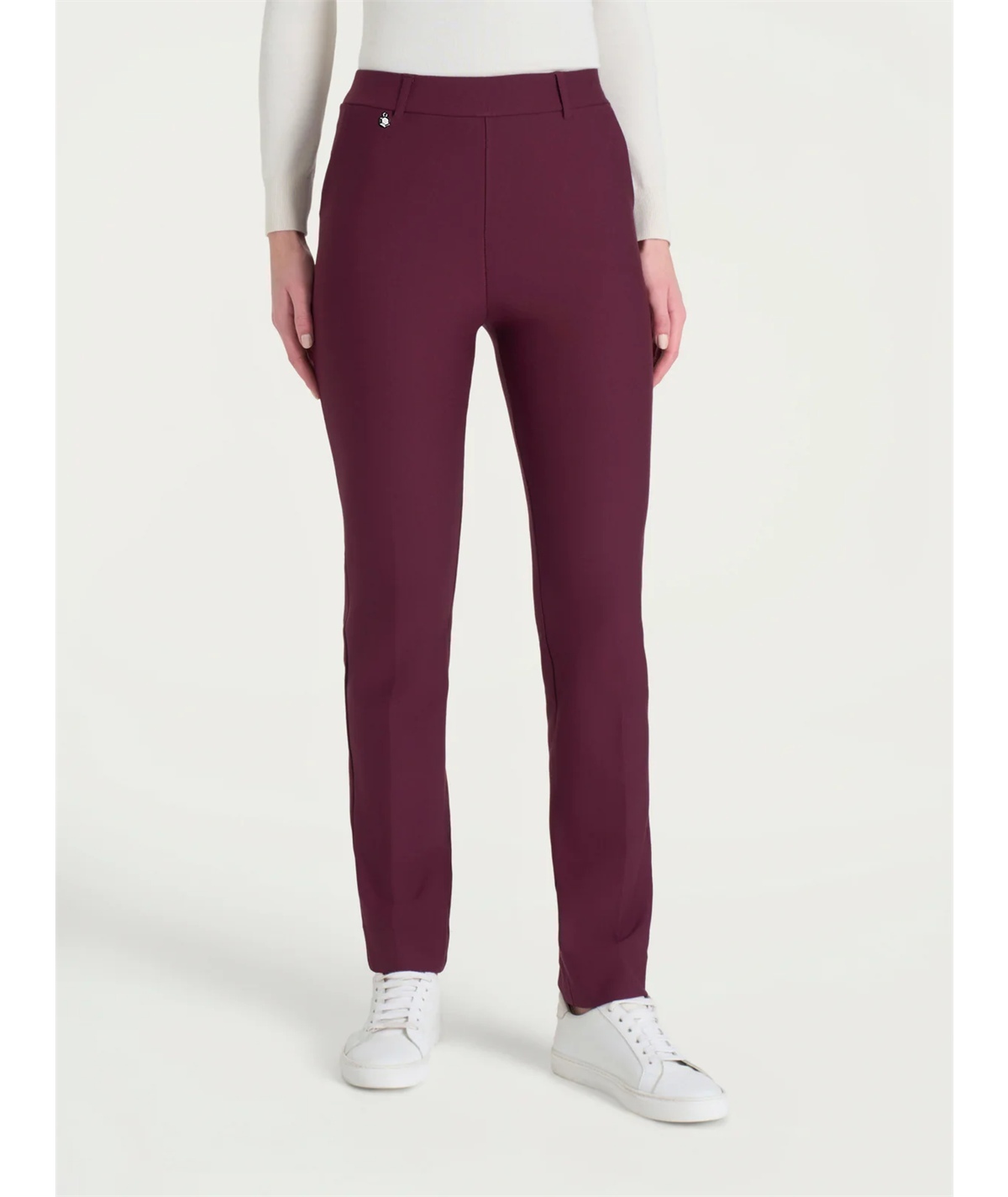 Ragno DB24PP - Pantalone donna a gamba diritta con tasche in viscosa elasticizzata. Colore: Fig B95