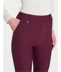 Ragno DB24PP - Pantalone donna a gamba diritta con tasche in viscosa elasticizzata. Colore: Fig B95