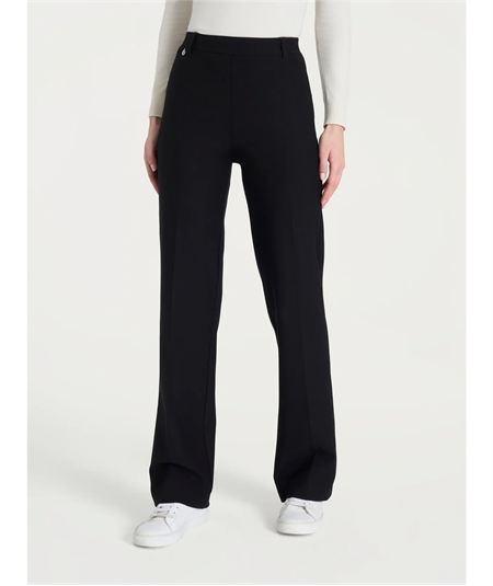 Ragno DE72PE - Pantalone modello Palazzo in caldo tessuto Compact. Colore: Nero 020