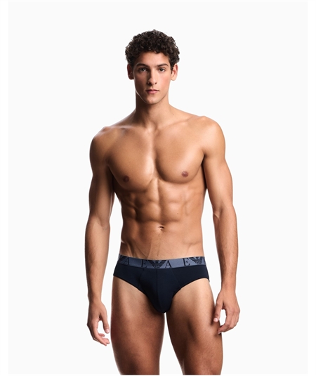 Set di Slip Emporio Armani in cotone elasticizzato. Colore: Bleu