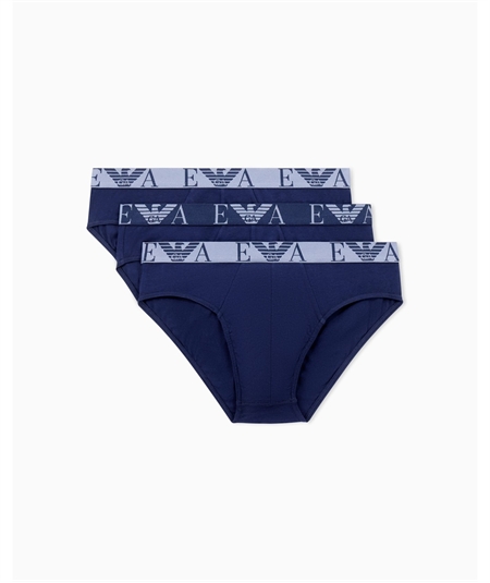 Set di Slip Emporio Armani in cotone elasticizzato. Colore: Bleu