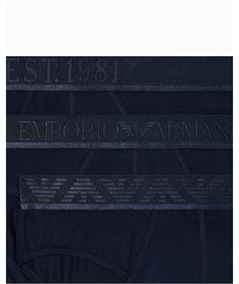 EM000258AF10780 Set di 3 Slip Emporio Armani in cotone elasticizzato. Colore: Bleu B254