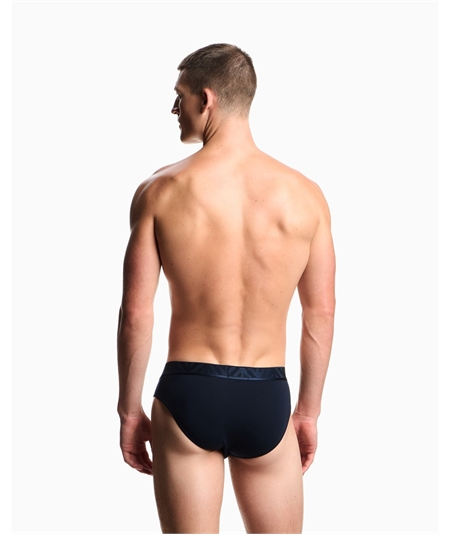 EM000258AF10780 Set di 3 Slip Emporio Armani in cotone elasticizzato. Colore: Bleu B254