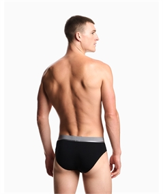 EM000258AF10780 Set di 3 di Slip Emporio Armani in cotone elasticizzato. Colore: Nero MC406