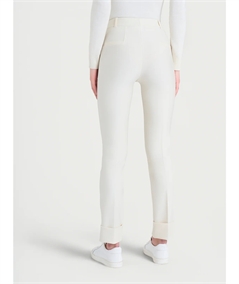 Ragno Art D091PW Pantalone straight fit in tessuto compact di Viscosa con risvolto alla caviglia. Colore: Avorio 004