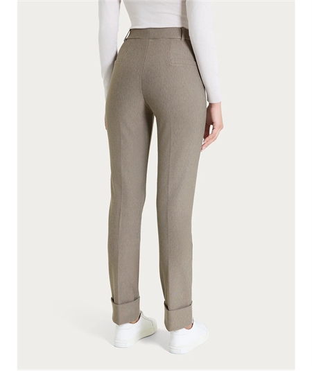 Ragno Art D091PW Pantalone straight fit in tessuto compact di Viscosa con risvolto alla caviglia. Colore: galcè Melange 178M