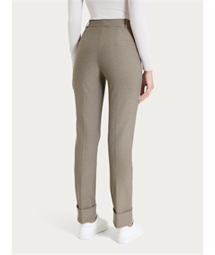 Ragno Art D091PW Pantalone straight fit in tessuto compact di Viscosa con risvolto alla caviglia. Colore: galcè Melange 178M