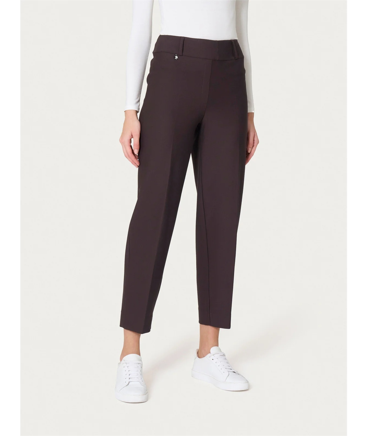 Ragno DE72PF - Pantalone modello carota in tessuto Compact. Colore: Chocolate A75