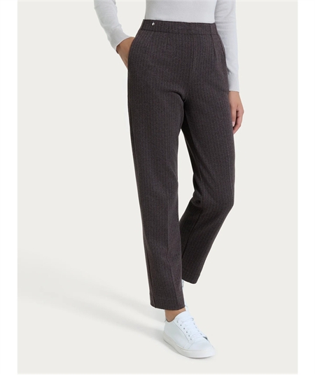 Ragno DR48PP - Pantalone gessato dritto con tasche in tessuto Eco Jacquard. Colore: Fant. Chocolate A75