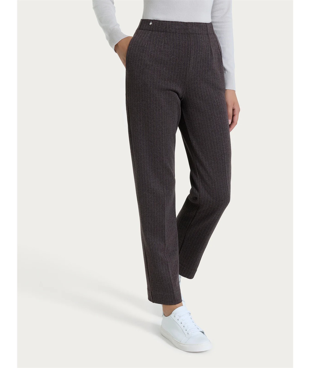 Ragno DR48PP - Pantalone gessato dritto con tasche in tessuto Eco Jacquard. Colore: Fant. Chocolate A75
