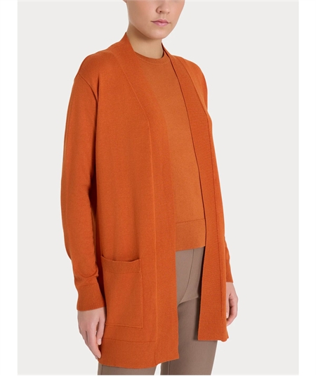 Ragno DI44TI - Cardigan aperto manica lunga in misto Viscosa. Colore: Rust (Coccio) A84