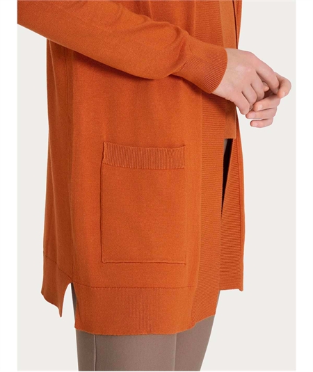 Ragno DI44TI - Cardigan aperto manica lunga in misto Viscosa. Colore: Rust (Coccio) A84 Ragno DI44TI - Cardigan aperto manica lunga in misto Viscosa. Colore: Rust (Coccio) A84